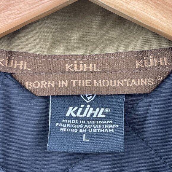 Kuhl Kaffe Racer Jacket Tan Brown Full Zip Quilted Lining Bomber Coat - Picture 10 of 14